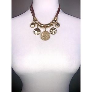 Chico's Short Hammered Gold-Tone Rope Bib Statement Kim Necklace